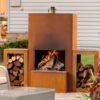 GardenMaxX Terrassenkamin Pinacate XL Corten Woodbox Edition
